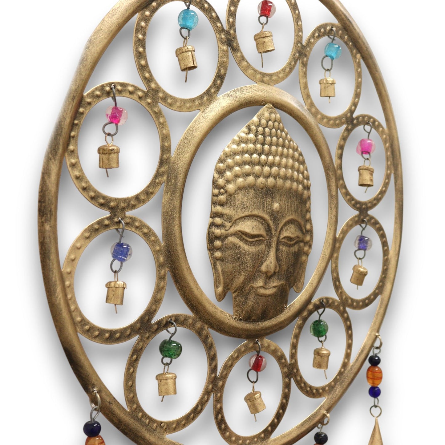 Indiai Szélcsengő – Nagy Buddha Arc 15 Harangos Szélcsengő – 36cm