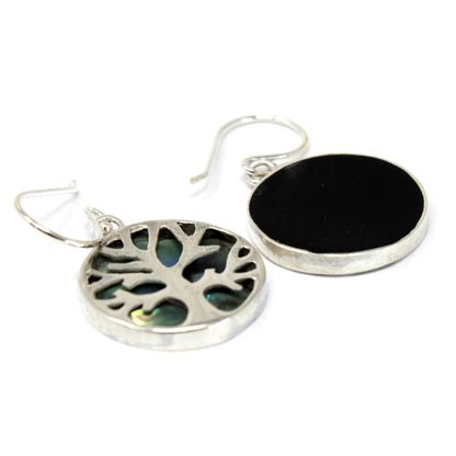 Életfa ezüst fülbevaló 15mm - Abalone