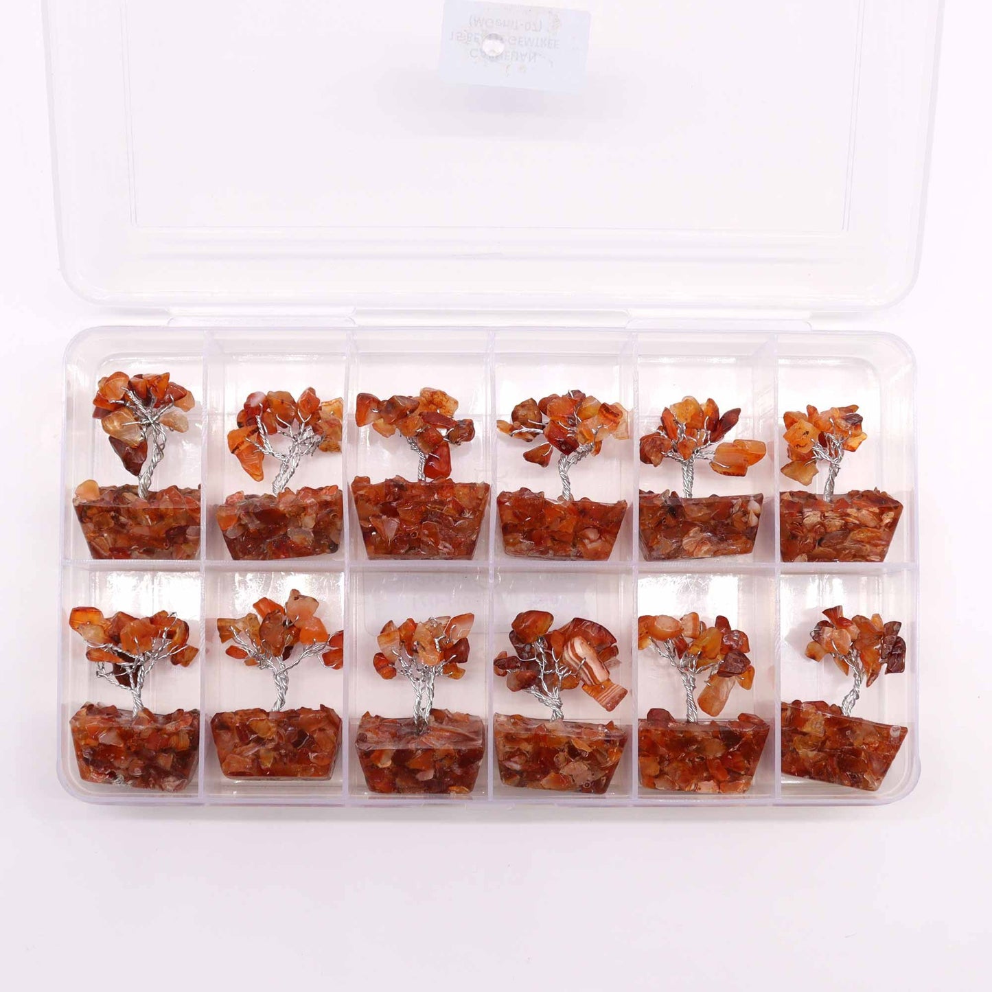 Mini drágakő fák orgonit alapon - karneol (15 kő)