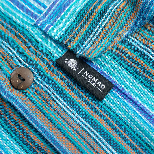 Nomad Sari Grandad Shirt - Turquoise