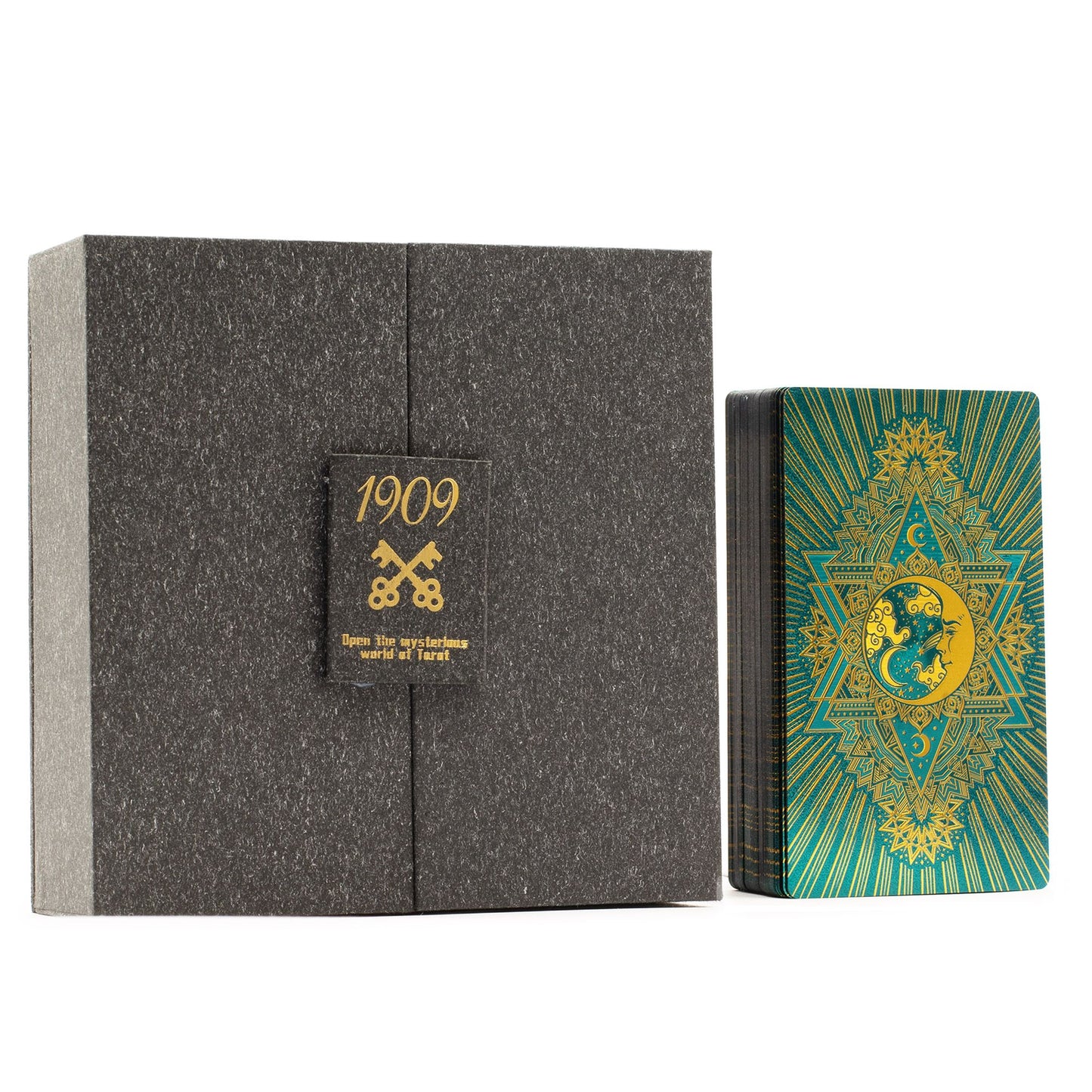 Arany és türkiz fóliás tarot kártya – Ajándékszett