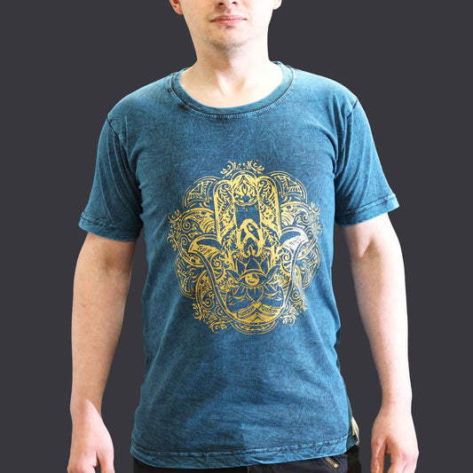 Nomad Sari Mosott Pamut Póló – Hamsa – Kék – S