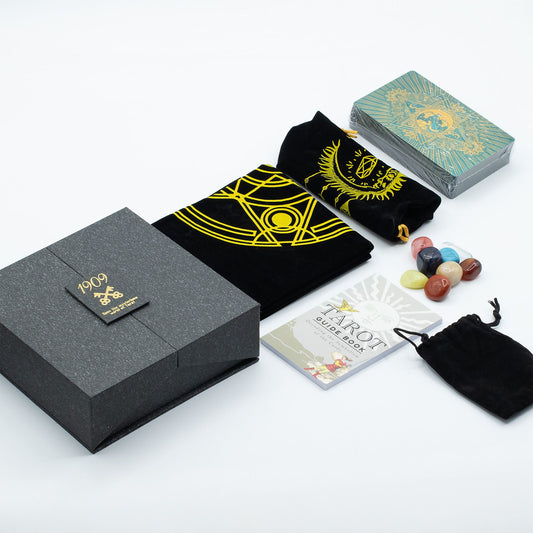 Arany és türkiz fóliás tarot kártya – Ajándékszett