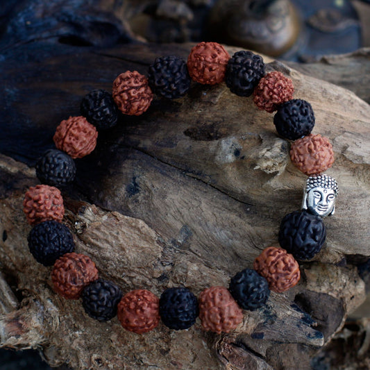 Rudraksha Buddha karkötő Mala - vegyes
