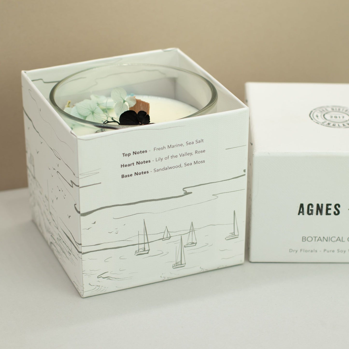 Agnes + Cat botanikus szójaviasz gyertya – Tengeri só és moha
