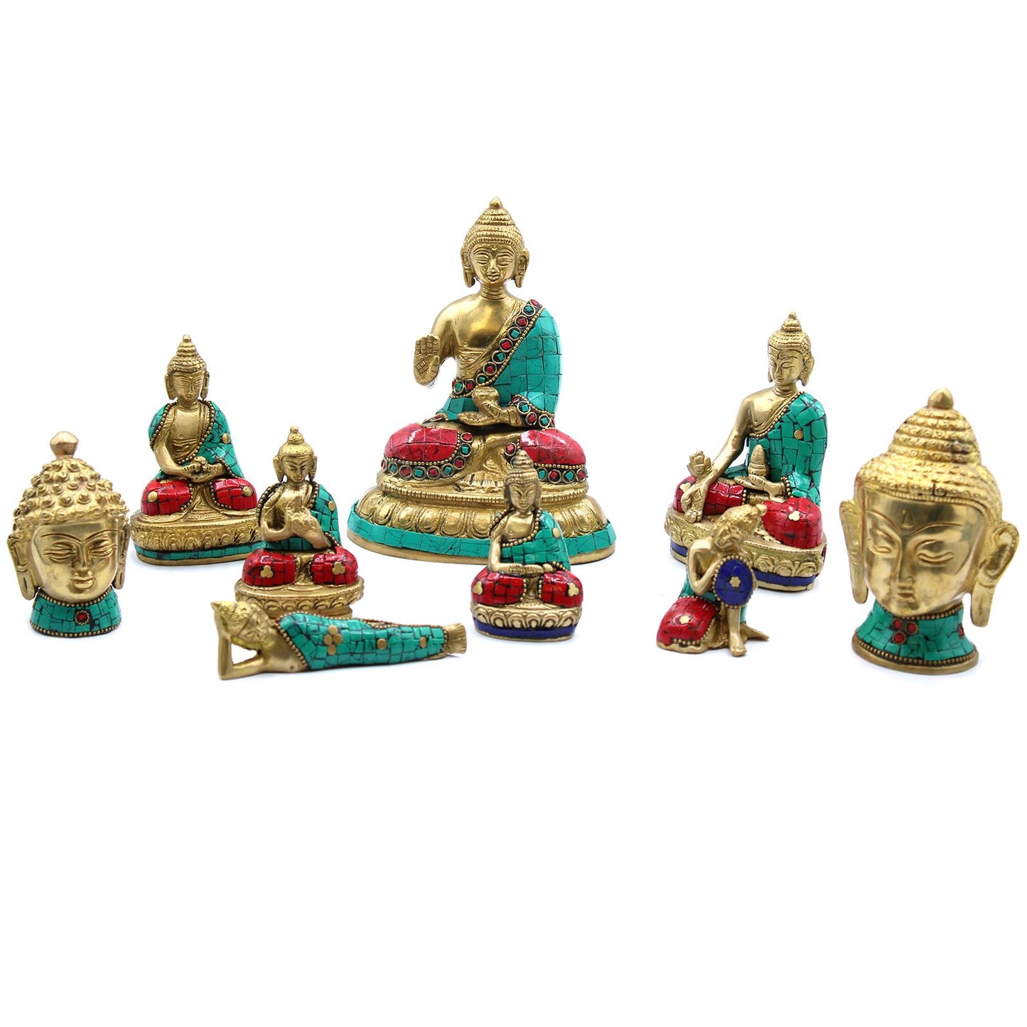 Sárgaréz Buddha figura - Nagy fej - 11,5 cm