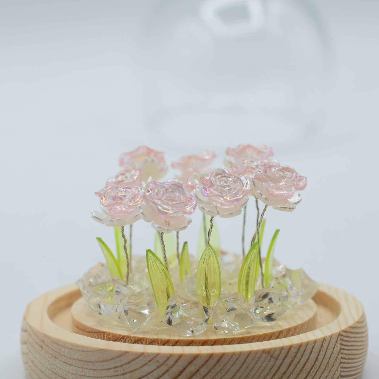 Floral Glow kerti kupola – 10 rózsaszín rózsa – LED USB
