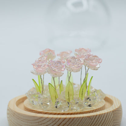Floral Glow kerti kupola – 10 rózsaszín rózsa – LED USB