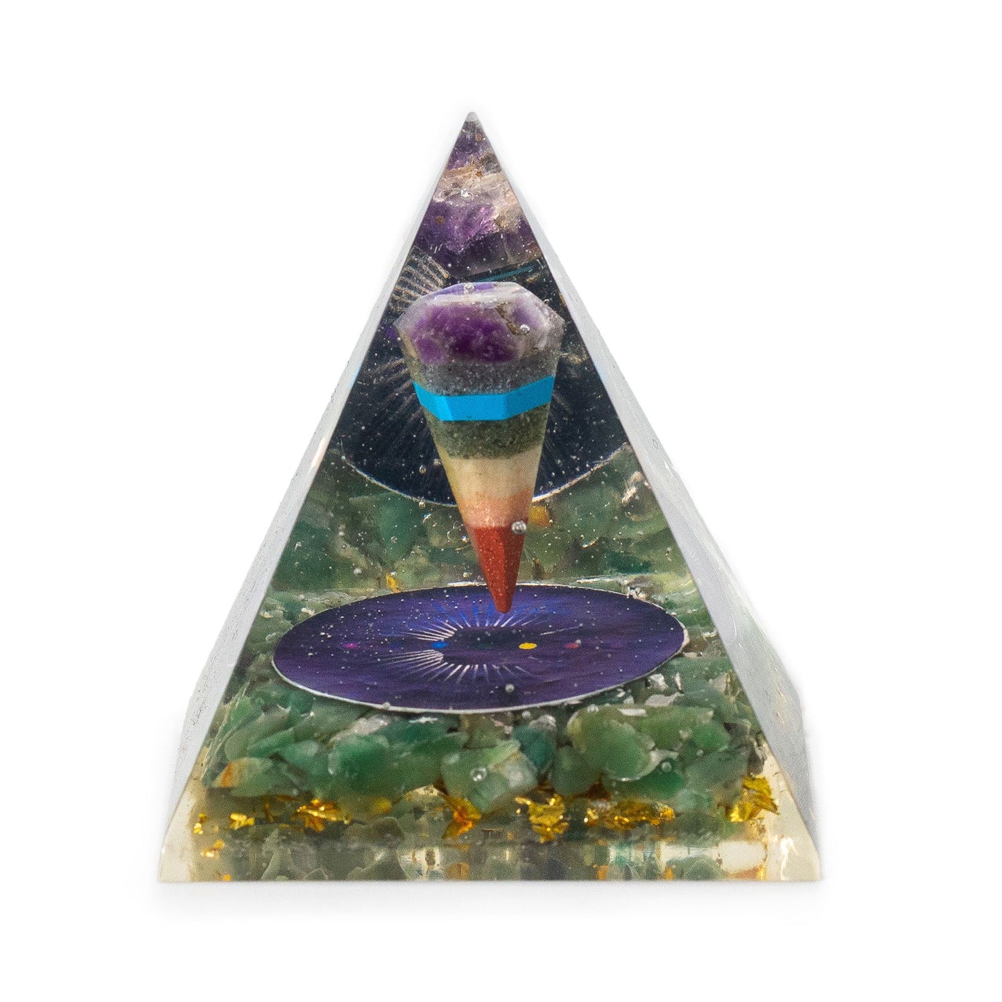 Med Organit Piramis 7x6cm - Inga - Zöld Aventurin Forgács