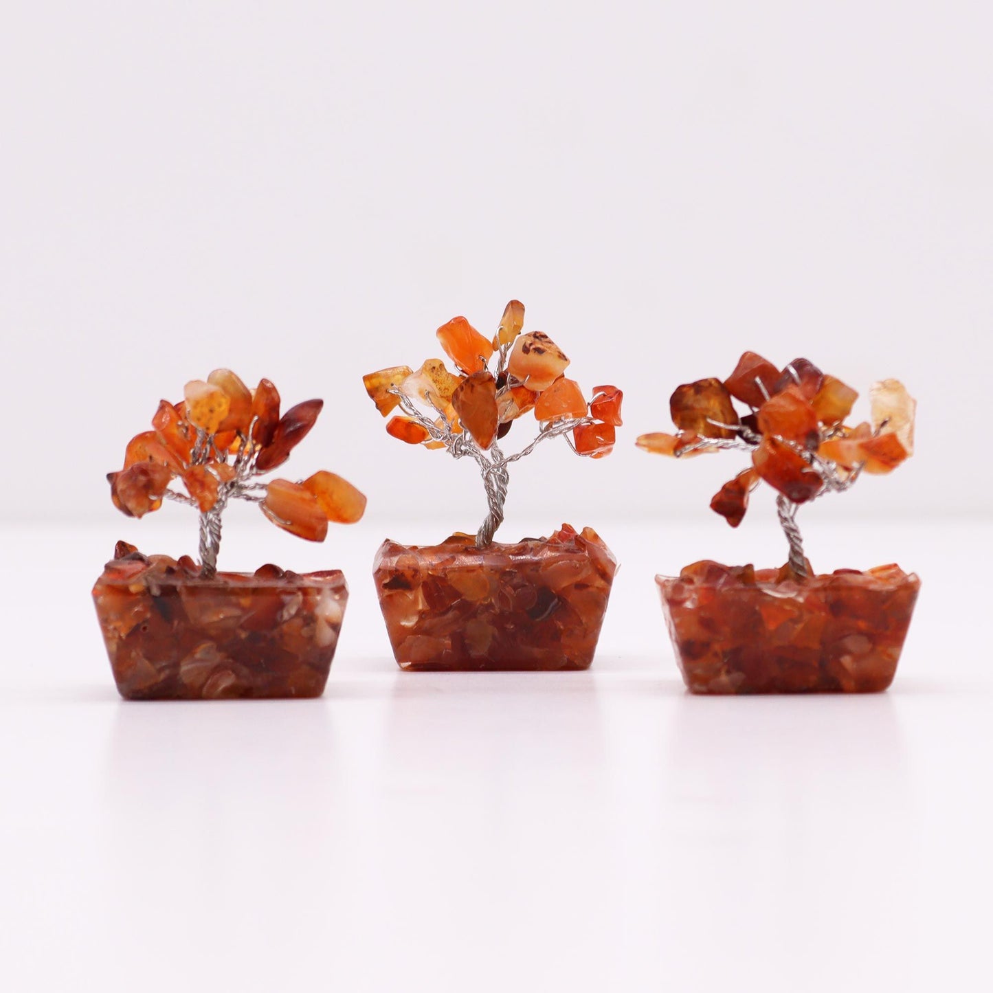 Mini drágakő fák orgonit alapon - karneol (15 kő)