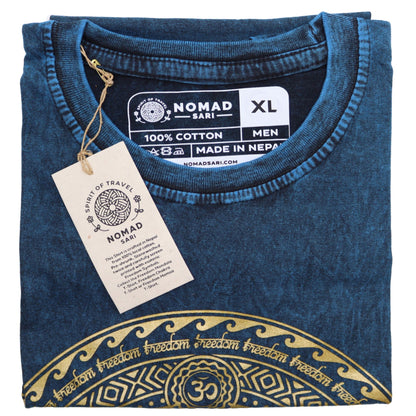 Nomád Sari Stonewashed Pamut Póló – Csakra – Kék – XL