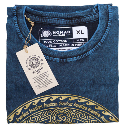 Nomád Sari Stonewashed Pamut Póló – Csakra – Kék – XL