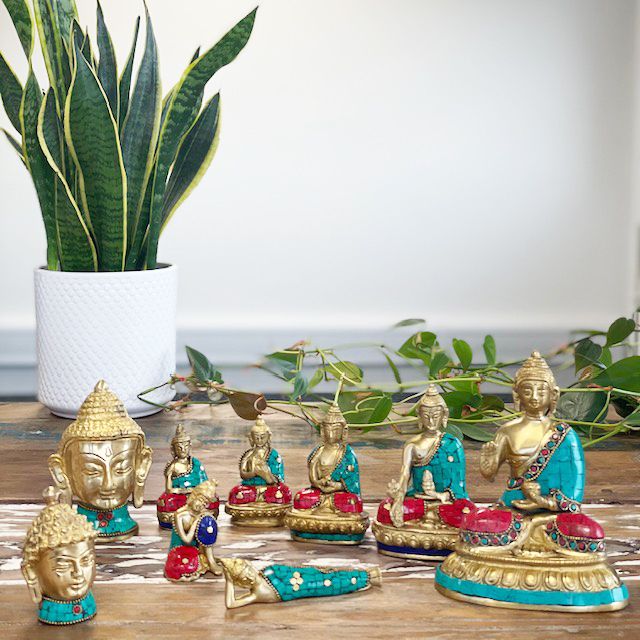 Sárgaréz Buddha figura - Nagy fej - 11,5 cm