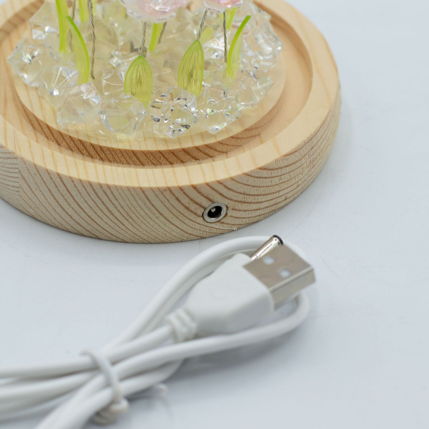 Floral Glow kerti kupola – 10 rózsaszín rózsa – LED USB