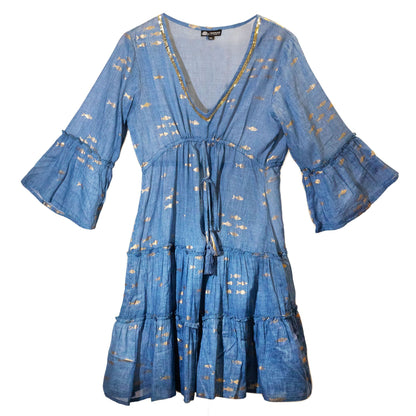 Nomad Sari On the Med Collection - Dress - Sea Blue & Gold Fish
