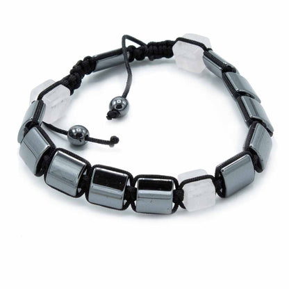Mágneses Hematit Shamballa Karkötő - Rózsaszín Téglatestek