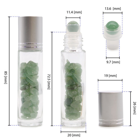 Drágakő illóolaj roll-on üveg – Szodalit – Ezüst kupak + drágakő roll-on hegy 5 ml-es üveghez – Szodalit