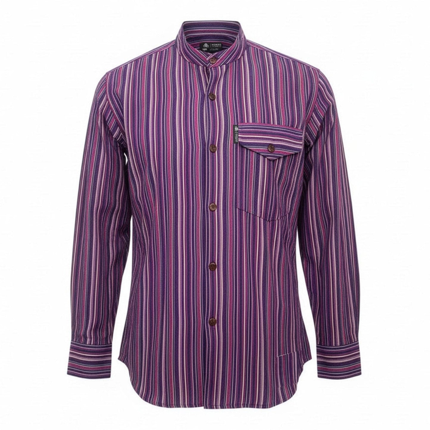 Nomad Sari Grandad Shirt - Black Purple