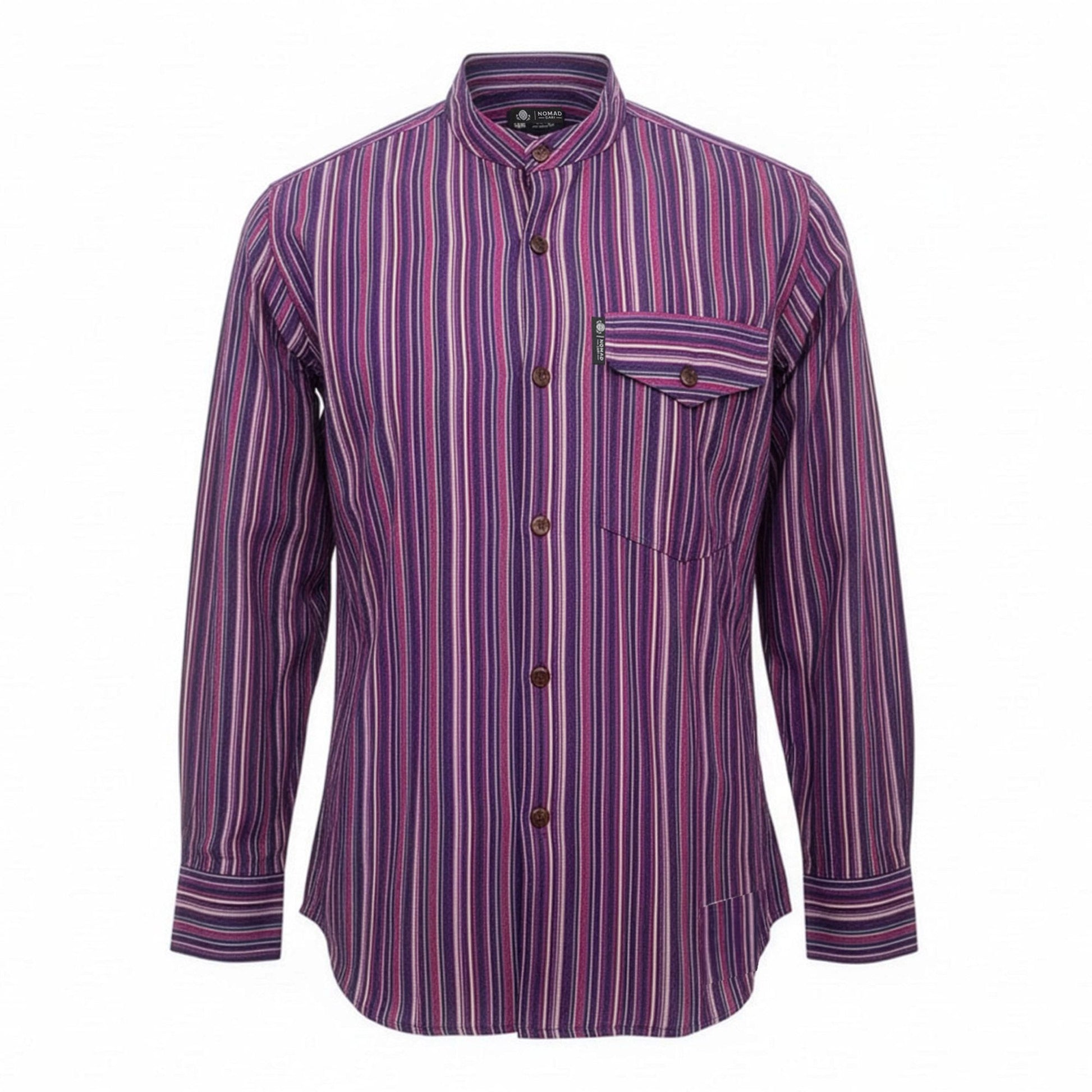 Nomad Sari Grandad Shirt - Black Purple