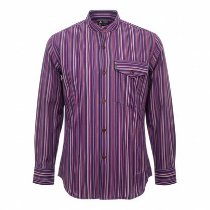 Nomad Sari Grandad Shirt - Black Purple