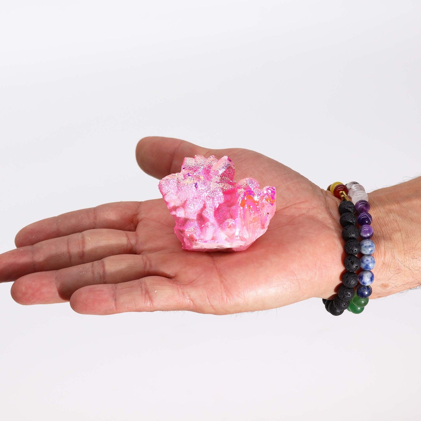 Med Enhanced Quartz - Aura Rose Halo Quartz (approx 100-150gm 7-10cm)