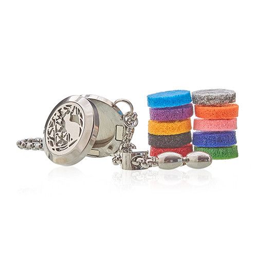 Aromaterápiás karkötő – macska és virágok – 20 mm
