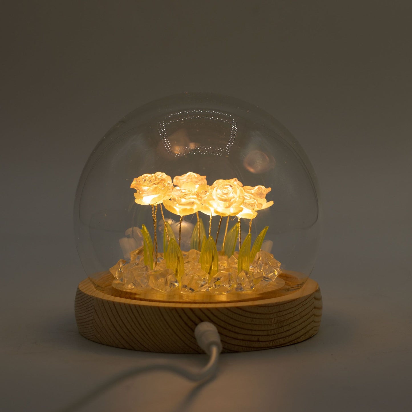 Floral Glow kerti kupola – 10 rózsaszín rózsa – LED USB