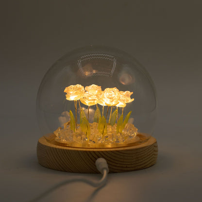 Floral Glow kerti kupola – 10 rózsaszín rózsa – LED USB