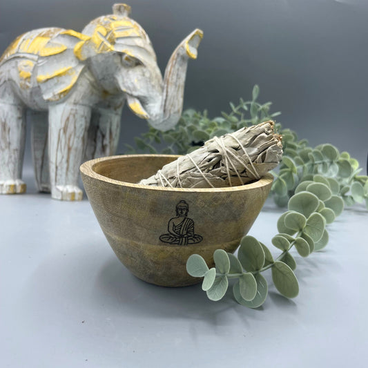 Fa füstölő és rituális áldozati tál - Buddha - 12x7cm