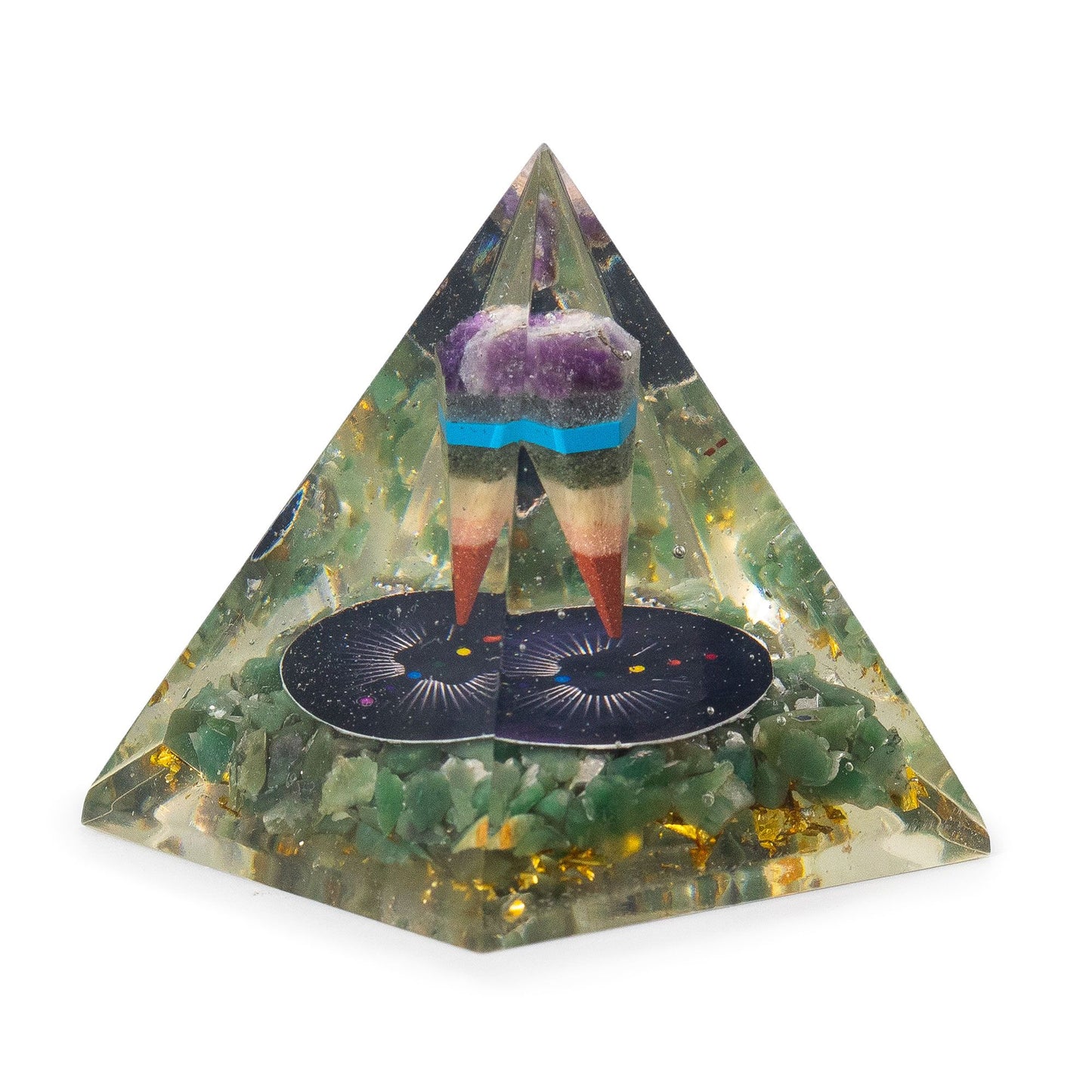 Med Organit Piramis 7x6cm - Inga - Zöld Aventurin Forgács