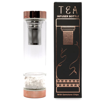 Kristályüveg tea infúziós palack – Rose Gold – Hegyi kvarc