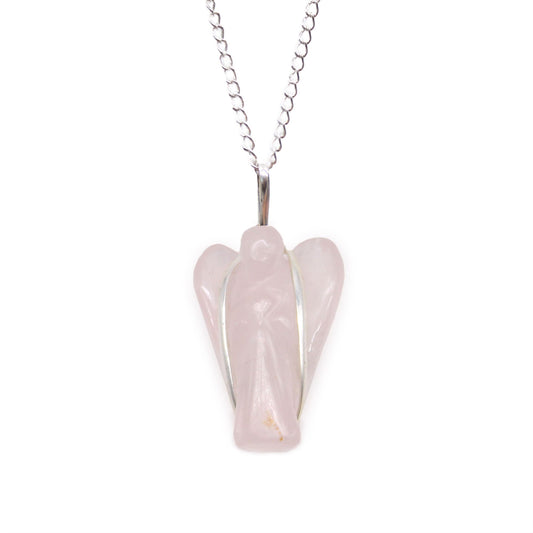 Gemstone őrangyal medál – rózsakvarc