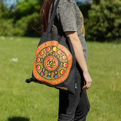 Iconic Classic Tote Bag - Luna Alchemy Wheel - Black 6oz