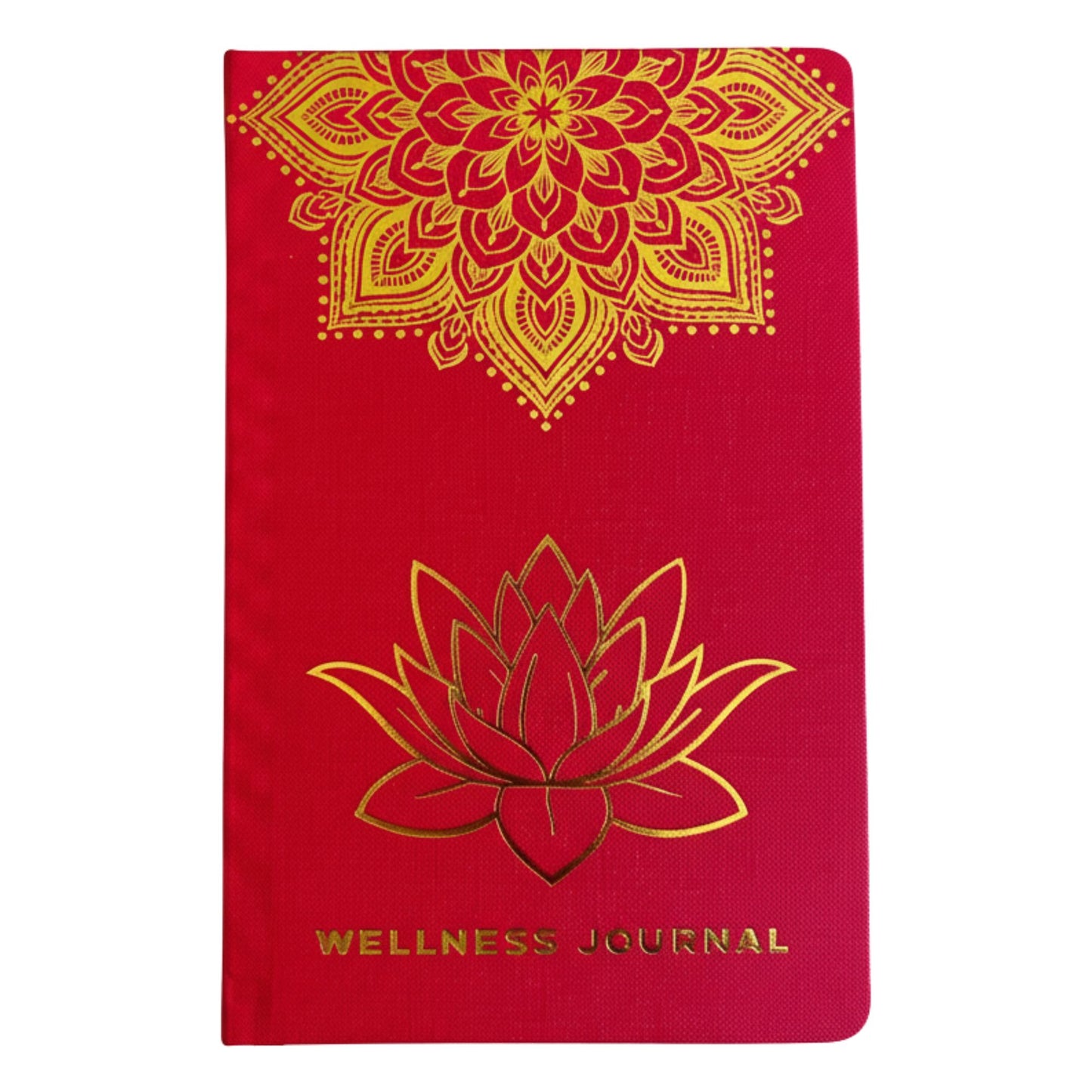 Piros wellness napló - 120 oldal - Arany mandala és lótusz