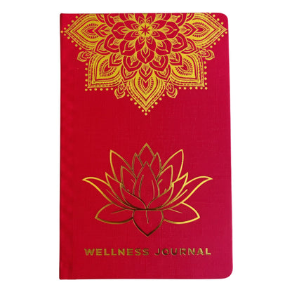 Piros wellness napló - 120 oldal - Arany mandala és lótusz