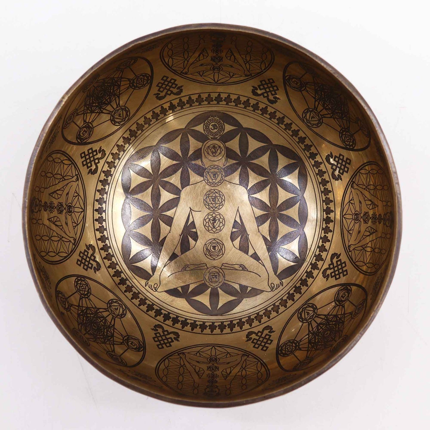 Tibeti gyógyító vésett tál – 16 cm – 7 csakra