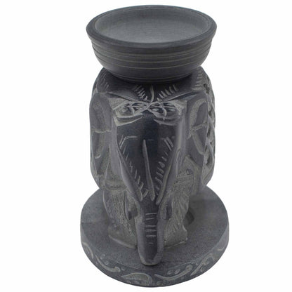 Szappankő Olajmécses 10.5cm - Álló Elefánt