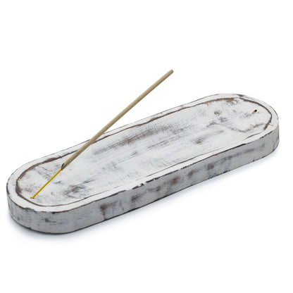 Nagy tömjéntálca 30x10 cm - Klasszikus fehérre meszelt