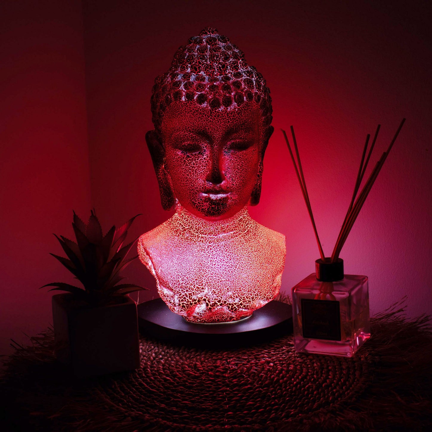 Buddha mellszobor lámpa, olvadó láva - Ovális talpazat