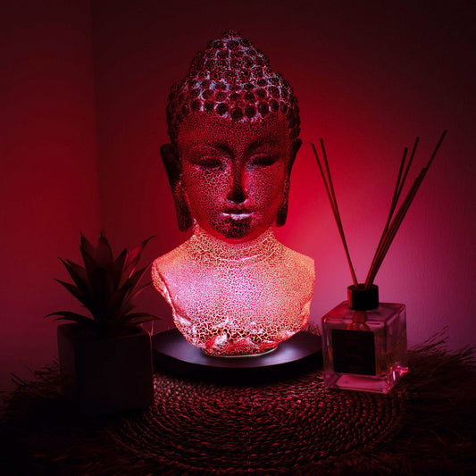 Buddha mellszobor lámpa, olvadó láva - Ovális talpazat