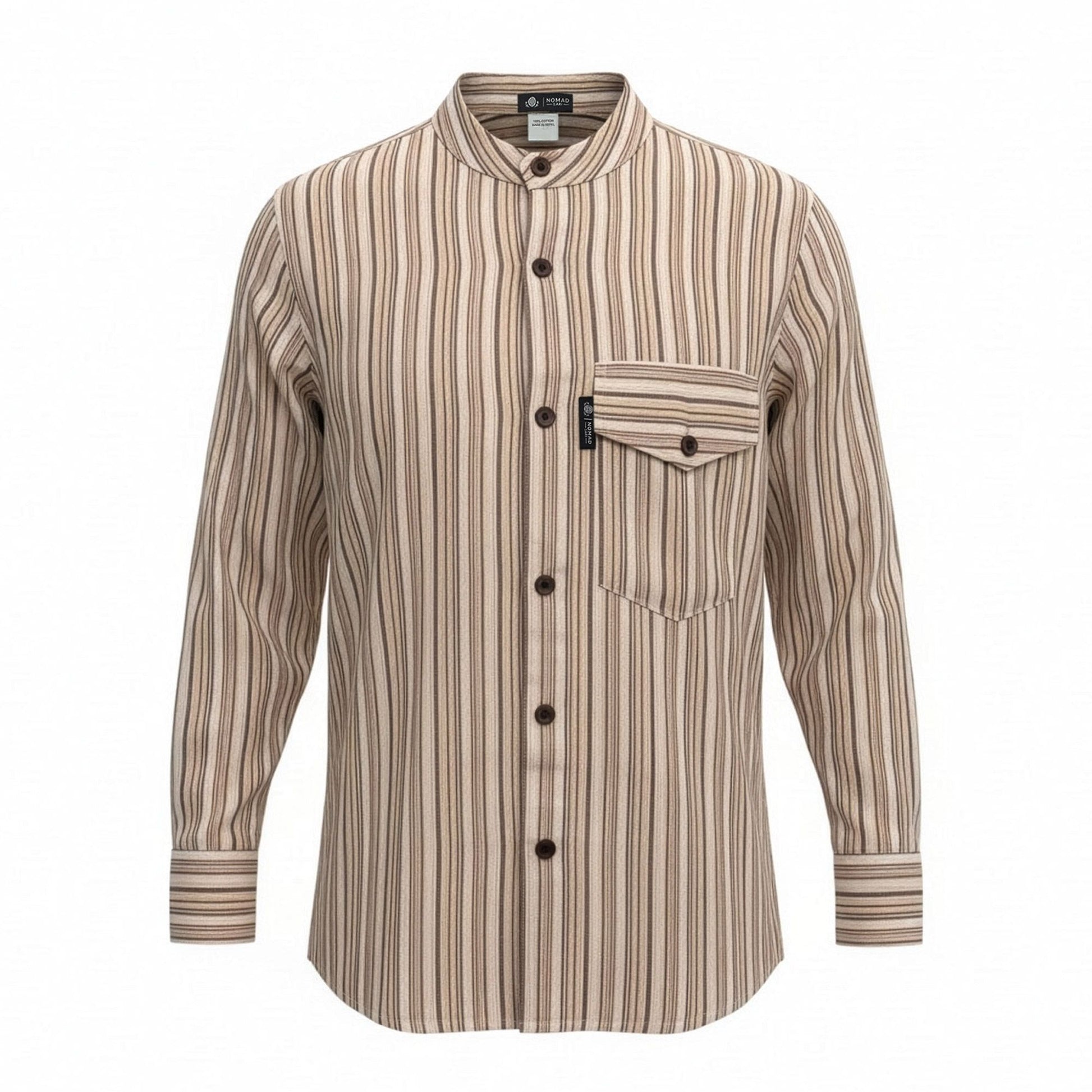 Nomad Sari Grandad Shirt - Brown Beige
