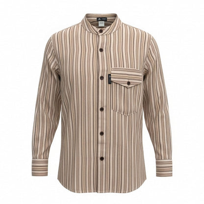 Nomad Sari Grandad Shirt - Brown Beige