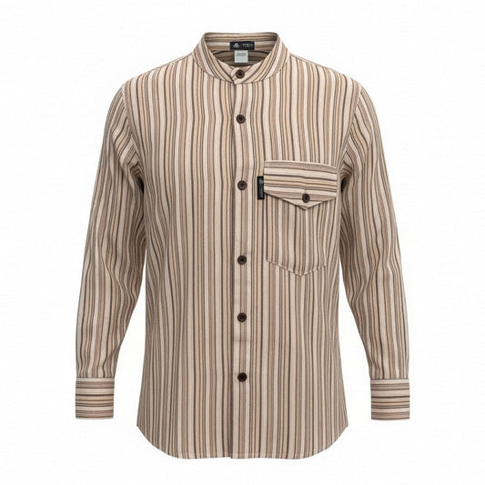 Nomad Sari Grandad Shirt - Brown Beige