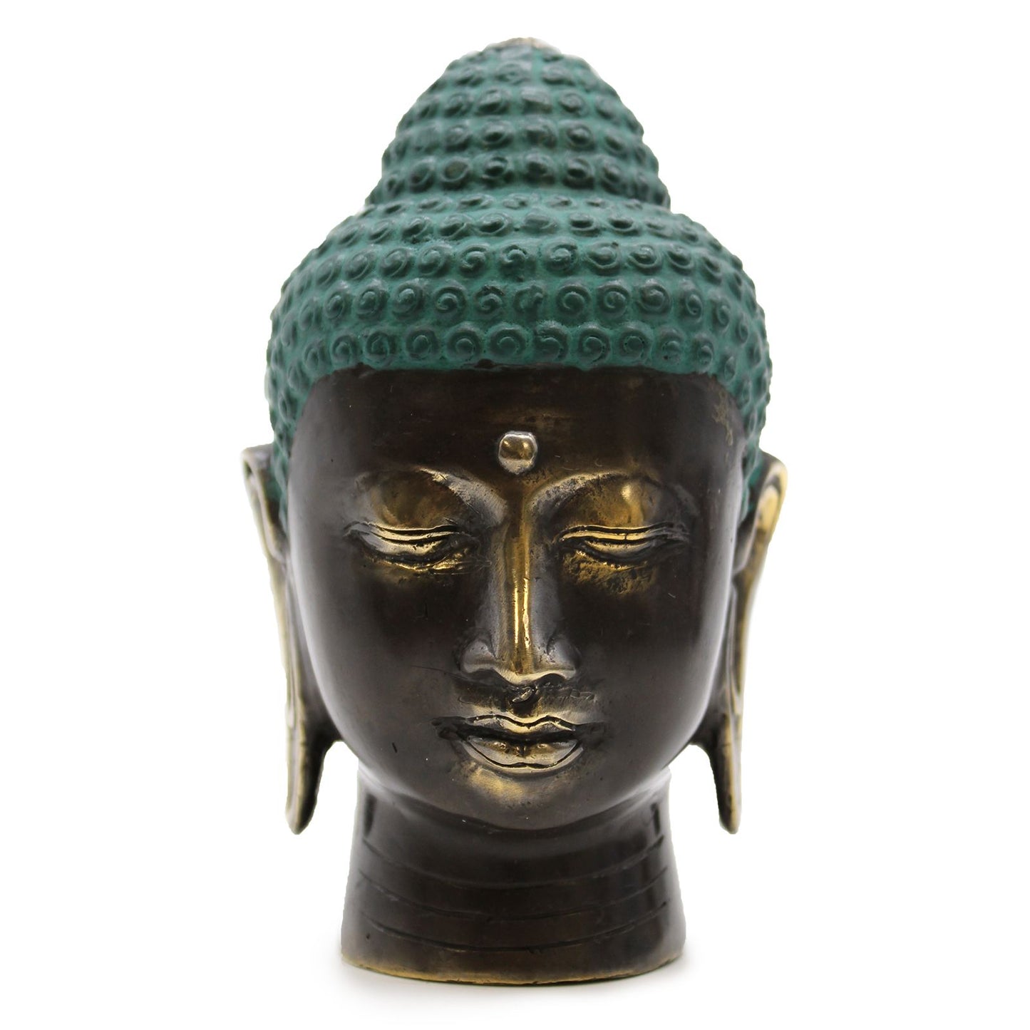 Nagy antik sárgaréz Buddha fej