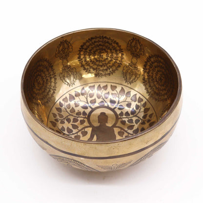 Tibeti gyógyító vésett tál – 16cm – Bódhi fa Buddha