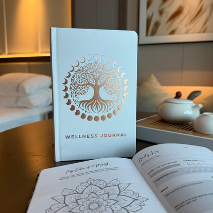 Fehér wellness napló - 120 oldal - Rozéarany életfa