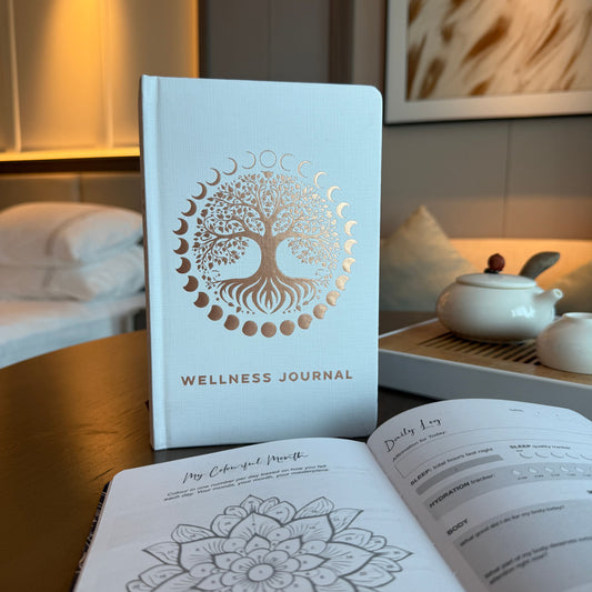 Fehér wellness napló - 120 oldal - Rozéarany életfa