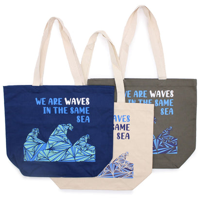 Nyomtatott pamuttáska - We are Waves - Natúr