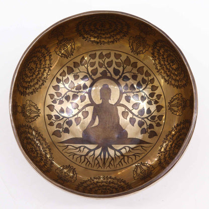 Tibeti gyógyító vésett tál – 16cm – Bódhi fa Buddha