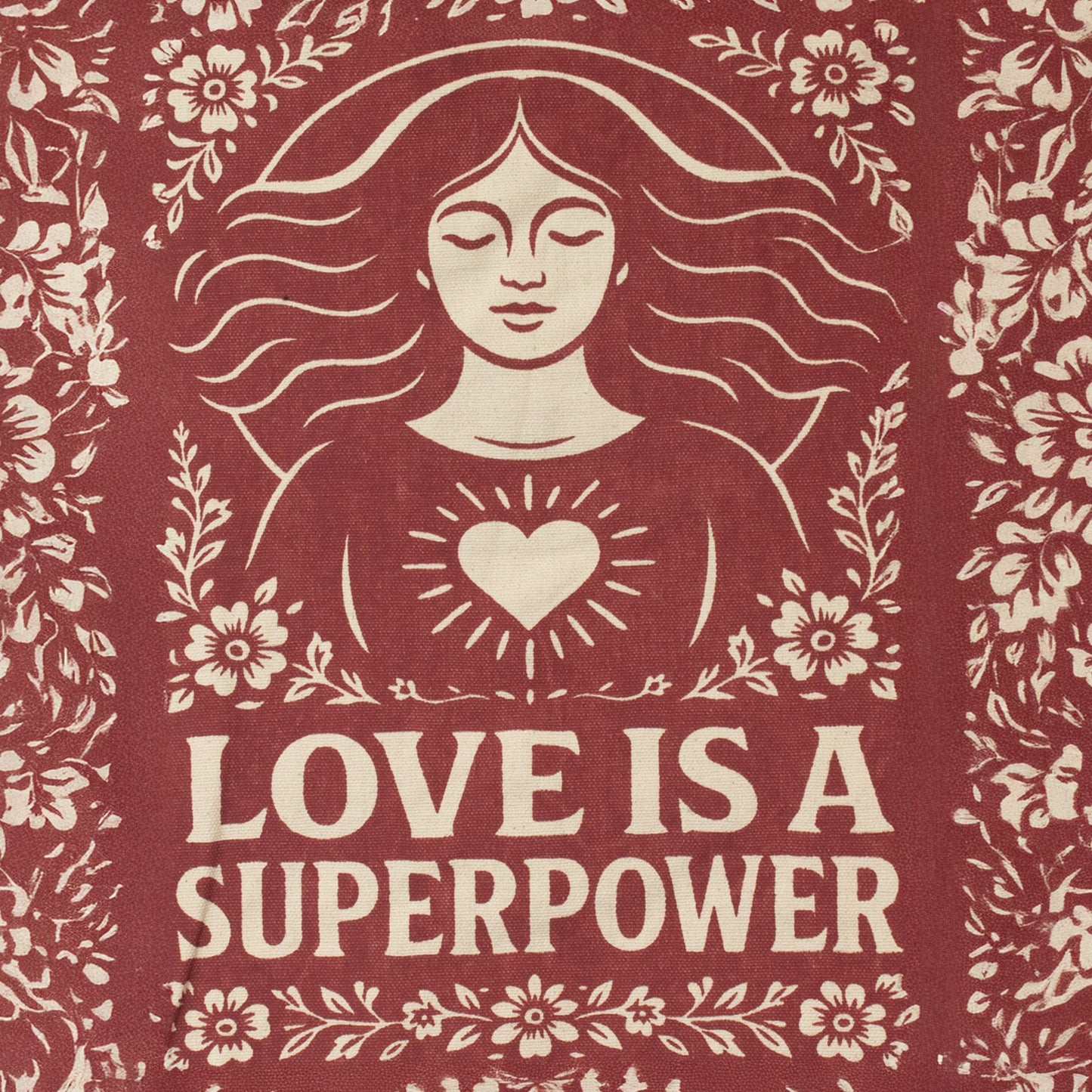 Nomad Sari Iconic Toni Tote Bag - Love is a Super Power - Natural 10oz